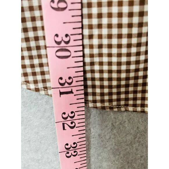Ralph Lauren Mens Button Down Shirt Large Gingham Check Brown White Long Sleeve - Picture 6 of 6